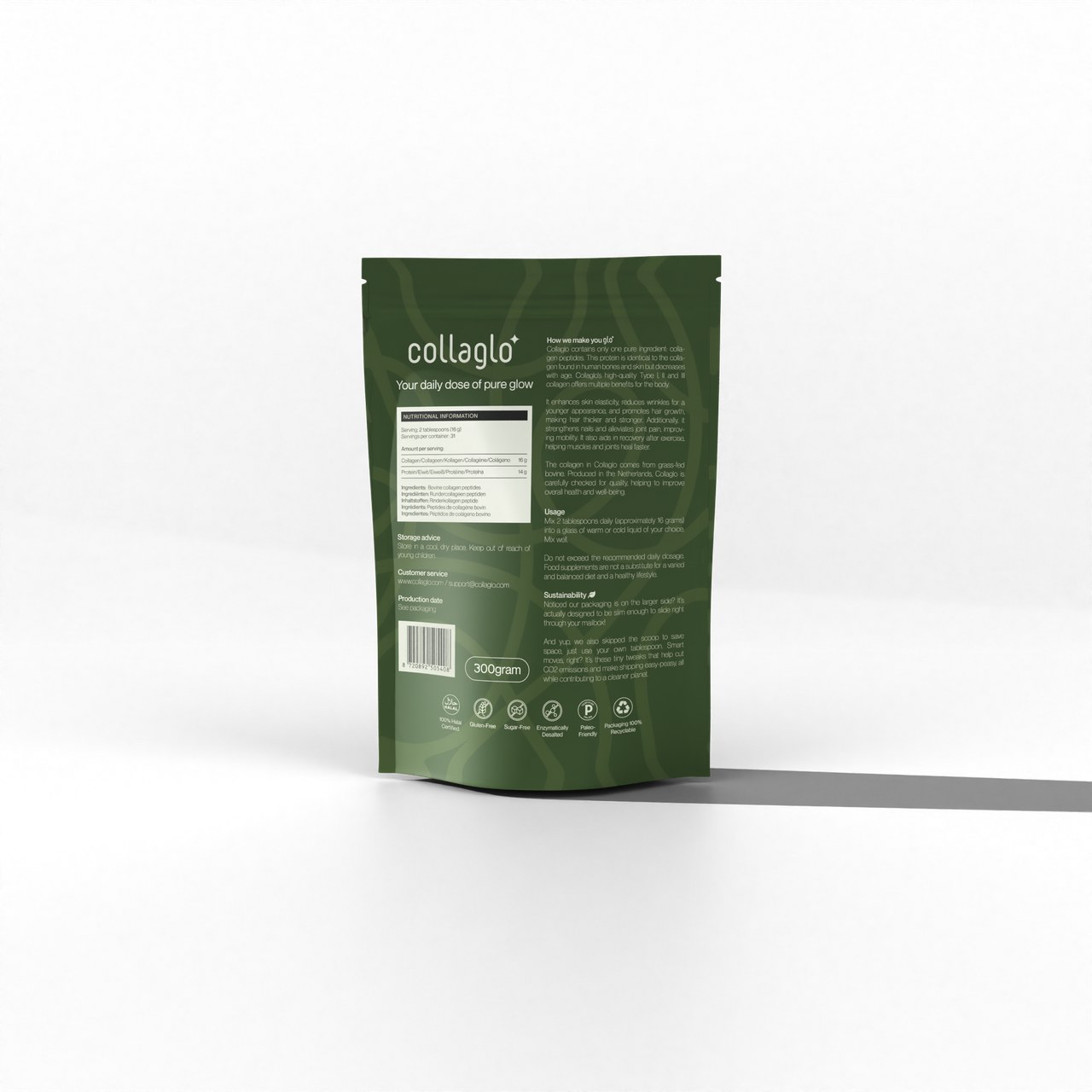 100 % reine Kollagenpeptide I, II und III – Pulver – 300 Gramm