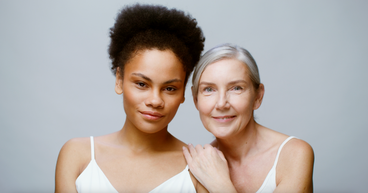 Two women of different ages smiling, representing collagen benefits for skin at every age