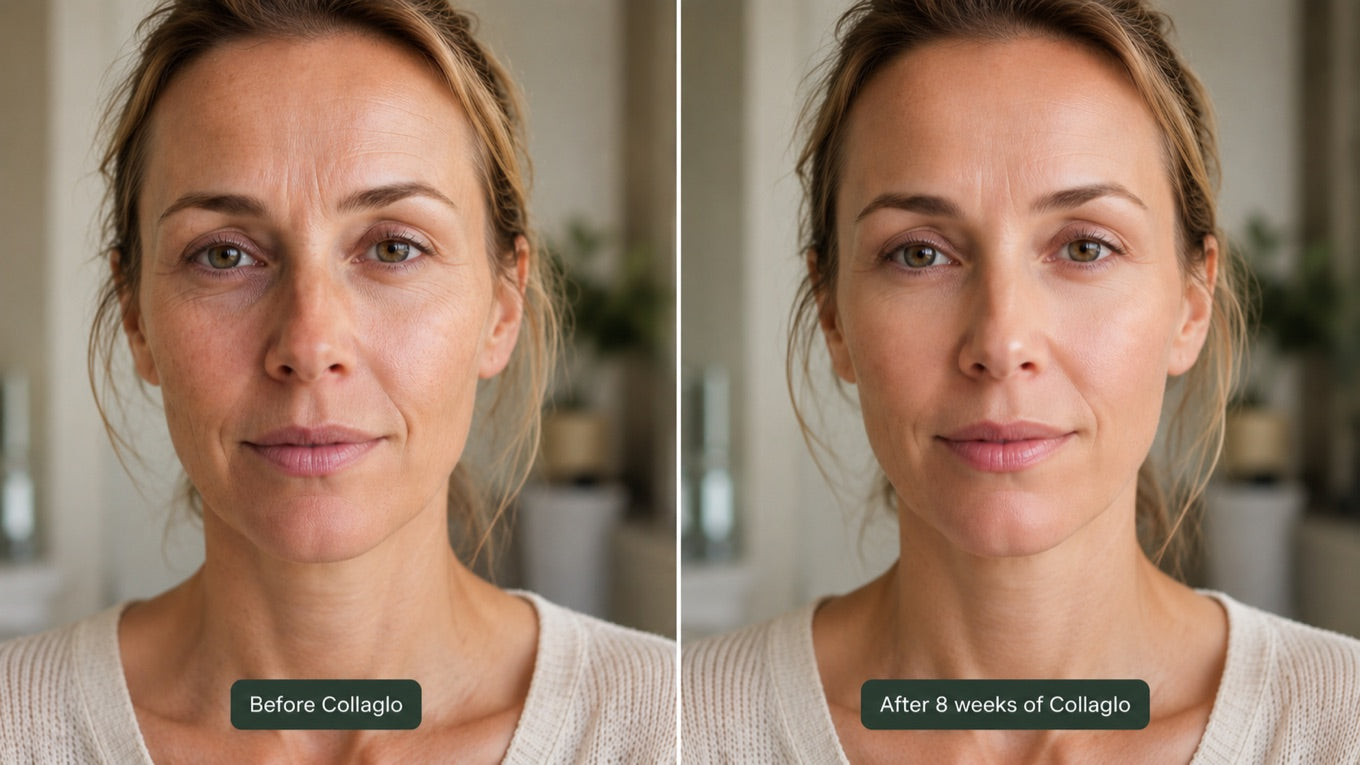 Before and after 8 weeks of CollaGlo