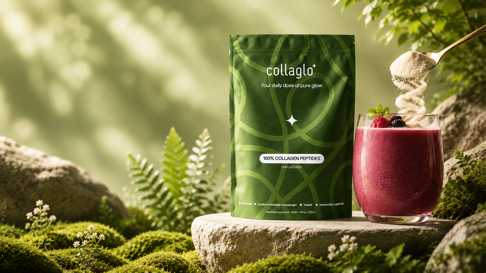 CollaGlo collagen peptides with smoothie